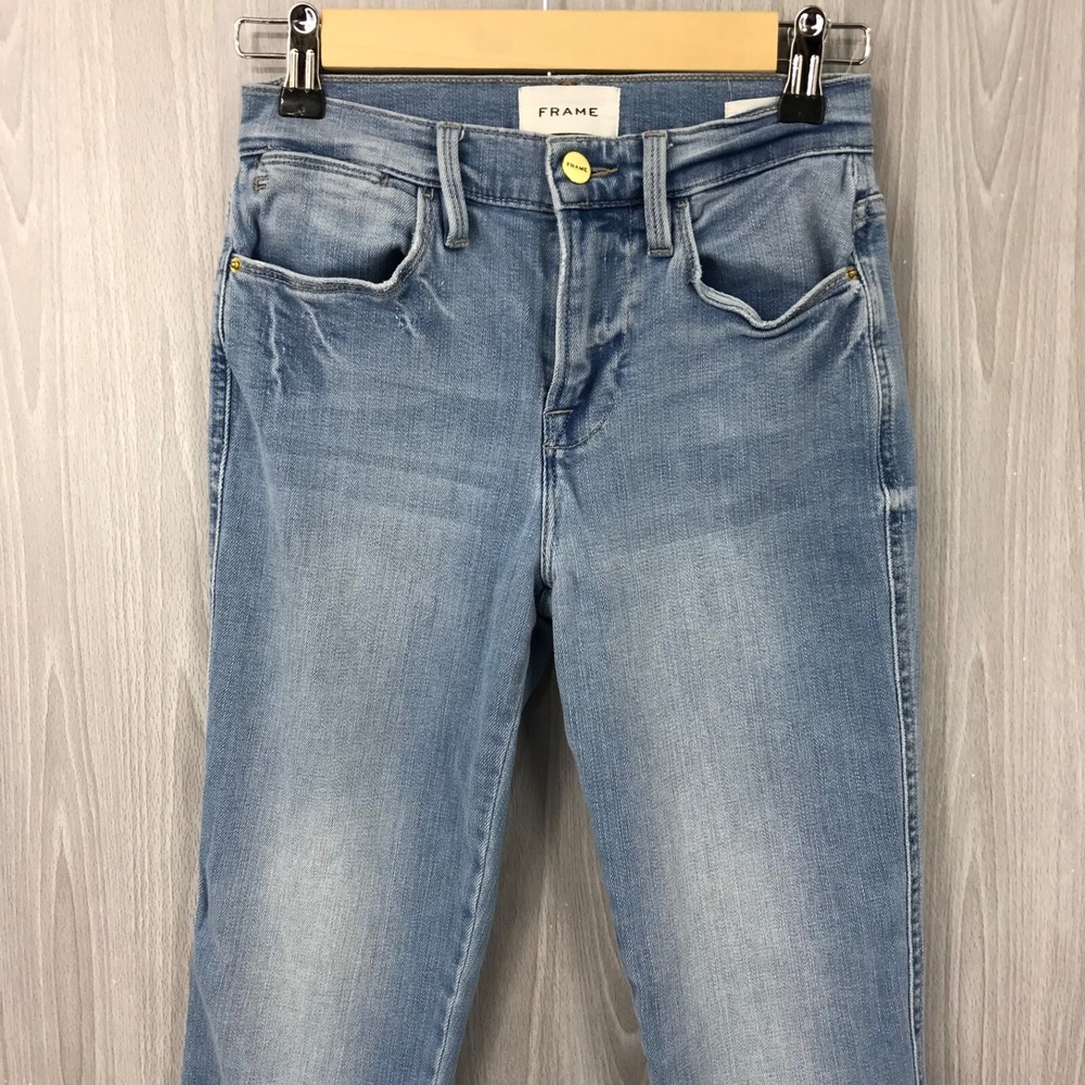 Frame Le High Skinny Jeans Light Wash Blue High Rise Denim 25 - Picture 2 of 10